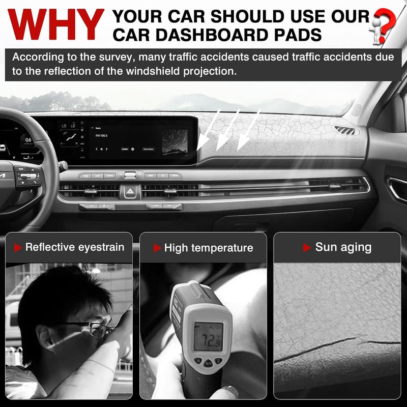 Autorder Dashboard Cover Mat for Kia K4 2025 2026 Accessories Dash Cover Upgrade Velvet Dash Mat Sunshade Glare UV Rays Protector - Image 2