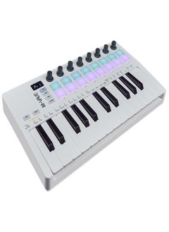 M-Wave M-Vave SMK 25 MKII - wireless bluetooth midi controller keyboard with 16 backlit pads, 8 buttons, arpeggio, USB, white  - Image 1