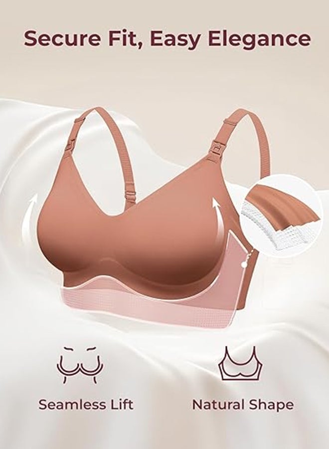 Momcozy Maternity & Nursing Bra - Omni - Ultra Soft - YN21 - Brown - L  - Image 4