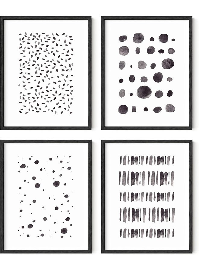 Home Trove Black And White Abstract Wall Art - Set Of 4 Minimalist Black And White Posters For Walls, Aesthetic Contemporary Posters For Bedroom (Black Frame, 11X14) - Image 1