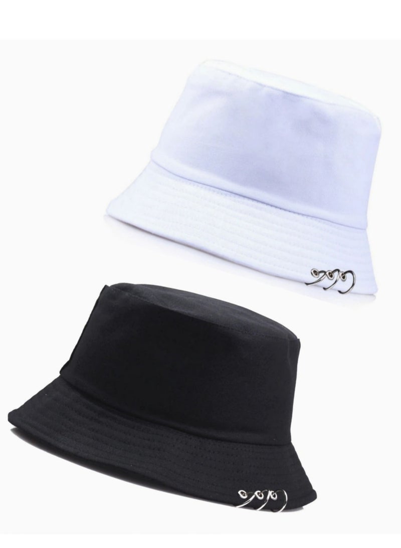Bundle of 2 Unisex deep cotton foldable bucket hat with rings  - Image 1