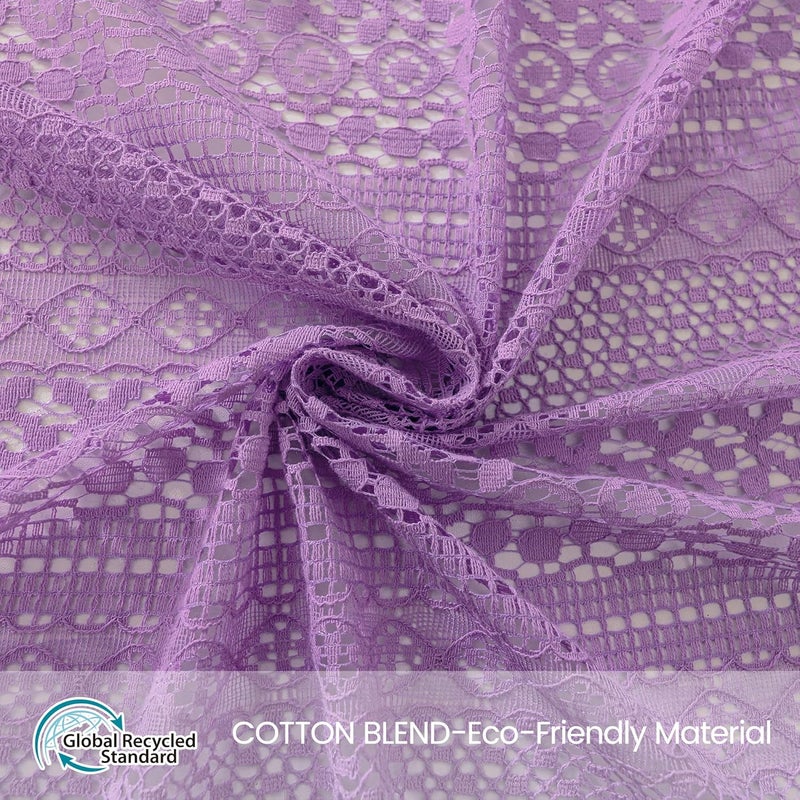 WAZZIO Lavender Purple Sheer Curtains 84 Inches Long 2 Panels, Cotton Semi-Sheer Window Drapes with Tassel Trim, Boho Light Filtering Sheers for Bedroom & Living Room (Set of 2, W59 xL84) - Image 2