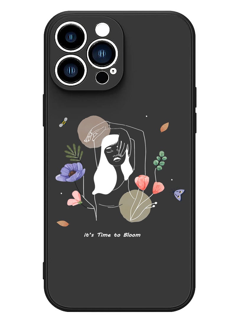 Theodor Protective Slim Fit Case Liquid Silicone Cover with Full Body Protection Anti-Scratch Shockproof Case For iPhone 15 Pro Max Black - Bloom2 White - Image 1