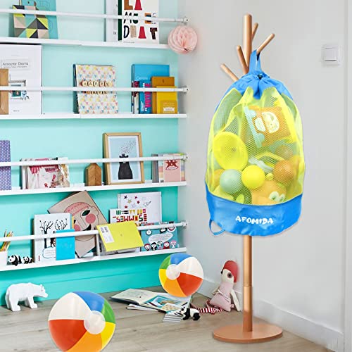 Afomida Mesh Beach Bag Tote Sand Away Beach Backpack Large Swim and Pool Toys Balls Storage Bags, Kids Sea Shell Bag, Beach Sand Toys Collector, Toys Organizer, 2 Kids Inflatable Beach Balls Included - Image 4