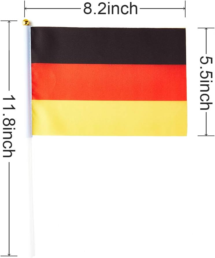 mflagperft German Flag German Flag, Small Mini Handheld German Flags on Stick, Ideal for Party Parades Sports Events Patriotic Festival Decorations - Image 2