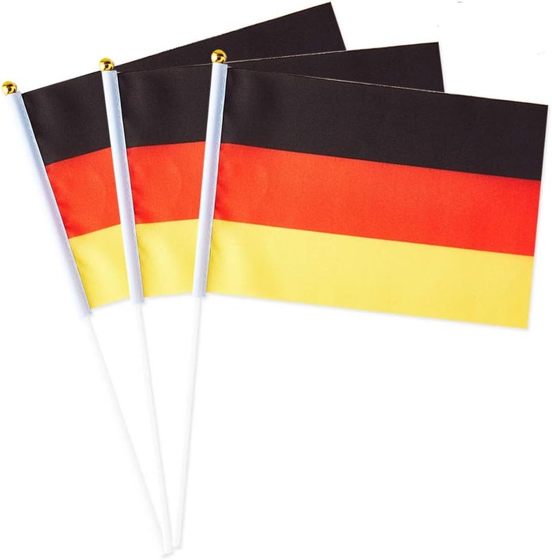mflagperft German Flag German Flag, Small Mini Handheld German Flags on Stick, Ideal for Party Parades Sports Events Patriotic Festival Decorations - Image 1
