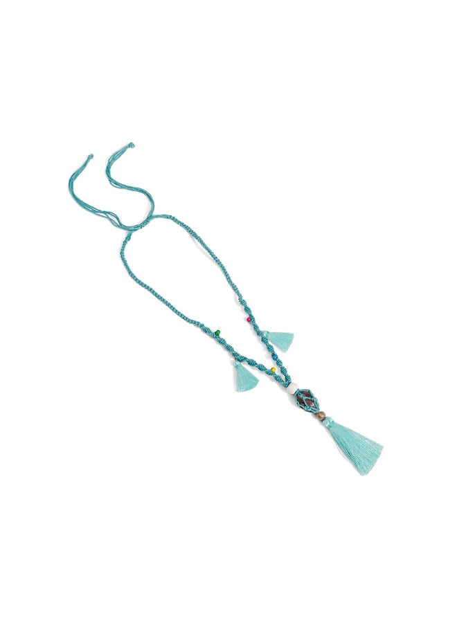 NIBEMINENT Phone Charm/ Chain Strap for Women Girls, Handcrafted Wooden Bead Silicone Cell Phone Case Lanyard Wrist Strap,N70247/Azure