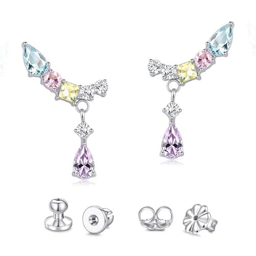 Limerencia Hypoallergenic Titanium Implant Grade Climber Crawler Studs,G23 Small Cubic Zirconia Earrings for Women' Sensitive Ears - Image 1