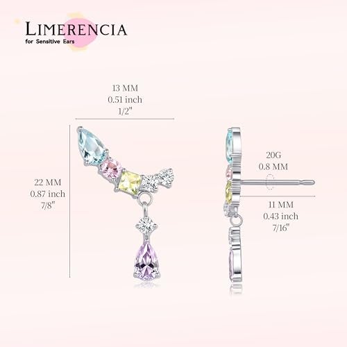 Limerencia Hypoallergenic Titanium Implant Grade Climber Crawler Studs,G23 Small Cubic Zirconia Earrings for Women' Sensitive Ears - Image 5