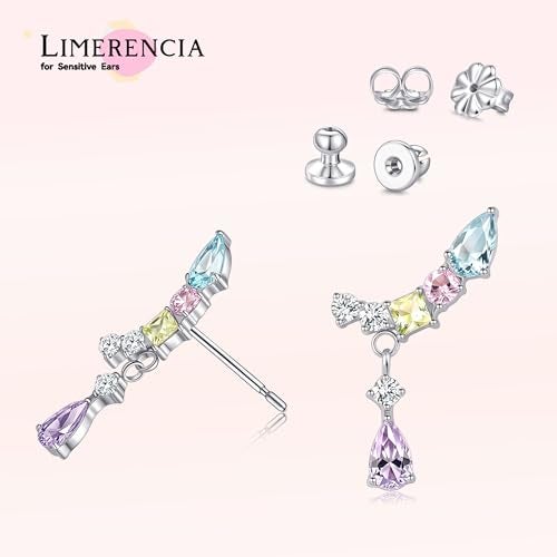Limerencia Hypoallergenic Titanium Implant Grade Climber Crawler Studs,G23 Small Cubic Zirconia Earrings for Women' Sensitive Ears - Image 4