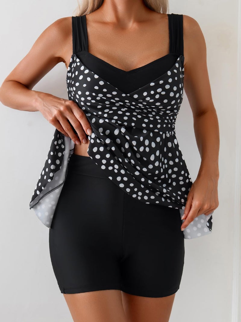 B2prity Tankini Swimsuits for Women Tummy Control Two Piece Modest Bathing Suits Floral Skirt Top with Boyshorts - Image 2