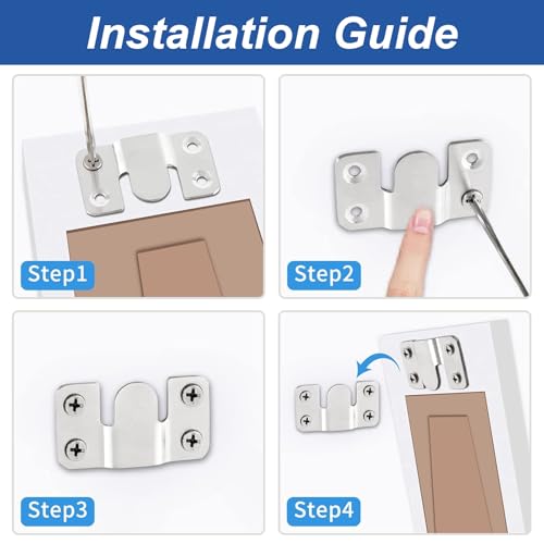 VinBee Flush Mount Bracket, Interlocking Photo Frame Hook 54x30mm Heavy Duty Picture Hanger Bracket for Large Picture Display Art Gallery Wall Mount Hardware 12PCS - Image 4