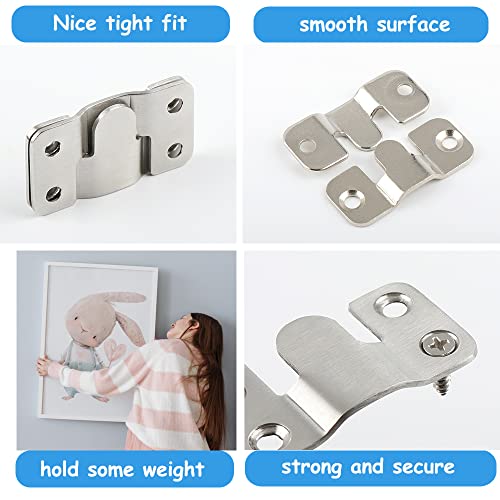 VinBee Flush Mount Bracket, Interlocking Photo Frame Hook 54x30mm Heavy Duty Picture Hanger Bracket for Large Picture Display Art Gallery Wall Mount Hardware 12PCS - Image 3