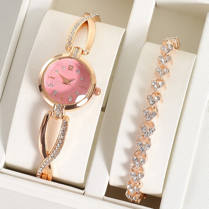 KUMO Trendy Fashion Water Crystal Alloy Steel Band Women's Quartz Watch with Decorative World Time Display - Image 1