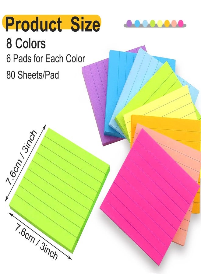 Beieverluck 24 Pack 1920 Sheets Pop Up Sticky Notes Lined 3x3 inch Self-Stick Notes Pads Post Lined Sticky Note Pads Accordion Pop Up Notes Refill for Dispenser Home Office School, 80 Sheets/pad (Bright Color) - Image 2