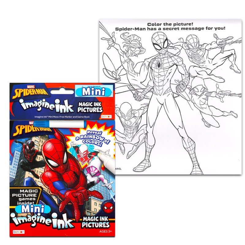 Bendon Marvel Store Spiderman Imagine Ink Coloring Book Set -- 2 Mess-Free Books with Stickers,No Mess Magic Pens,Games,Puzzles,Mazes,Activities - Image 2