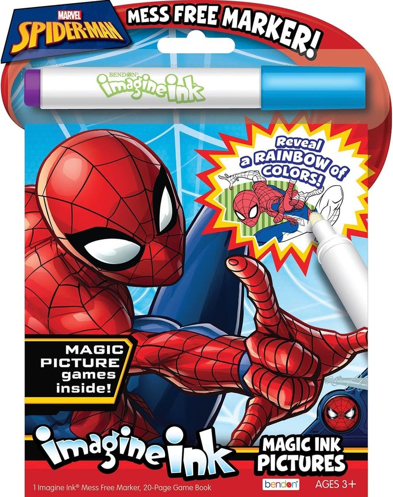 Bendon Marvel Store Spiderman Imagine Ink Coloring Book Set -- 2 Mess-Free Books with Stickers,No Mess Magic Pens,Games,Puzzles,Mazes,Activities - Image 3