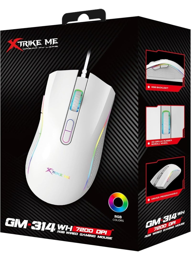XTRIKE ME GM-314 WH Wired Gaming Mouse, White - Image 2