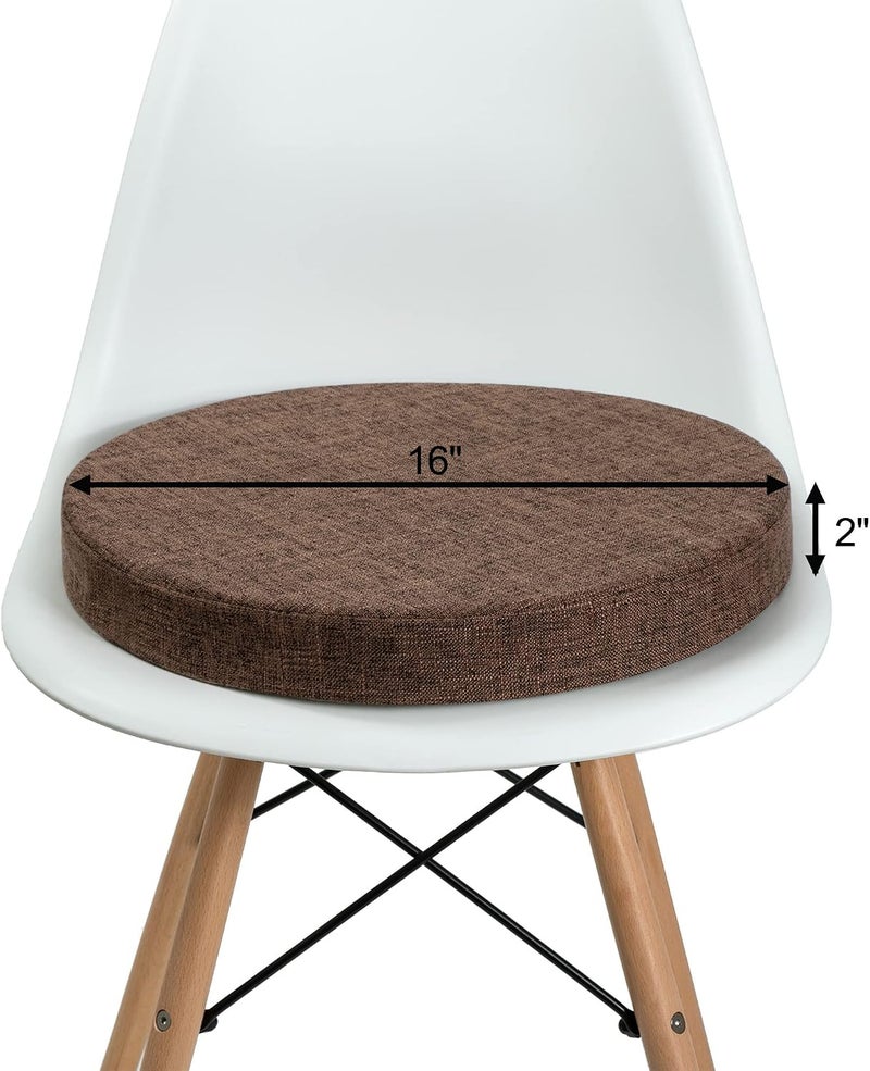 Tromlycs Round Chair Seat Cushion Pad 16 inch for Circle Bistro Chairs Non Slip Foam Cushion Brown - Image 3