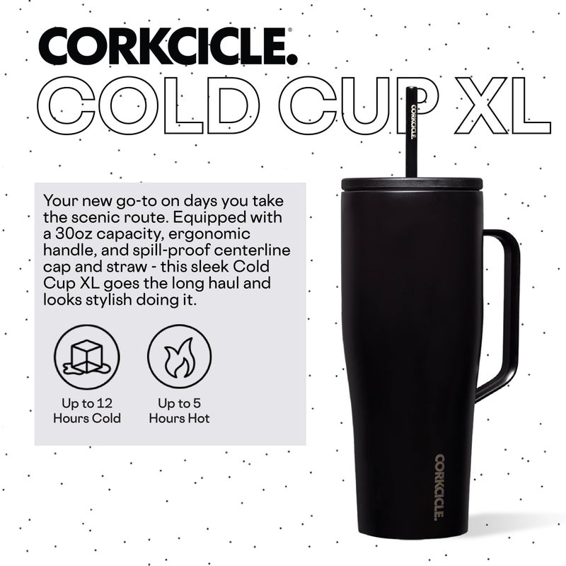 Corkcicle Cold Cup XL - Insulated Tumbler with Handle - Keeps Drinks Cold 12 Hours - Triple-Insulated - Spill-Proof Lid - Summer Drinkware Gift - Keeps Drinks Ice Cold - 30 oz - Black - Image 2