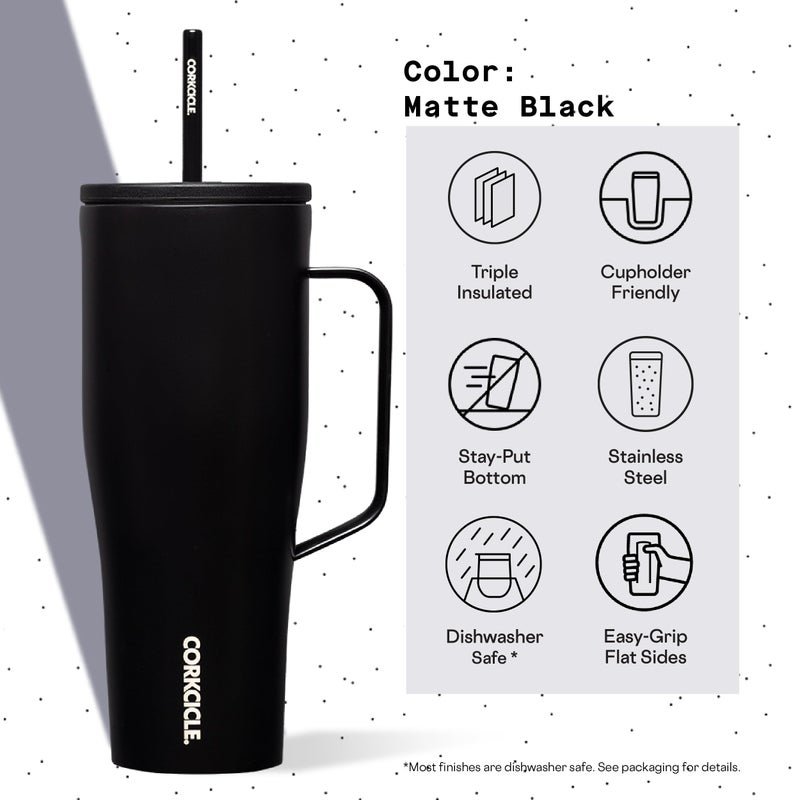 Corkcicle Cold Cup XL - Insulated Tumbler with Handle - Keeps Drinks Cold 12 Hours - Triple-Insulated - Spill-Proof Lid - Summer Drinkware Gift - Keeps Drinks Ice Cold - 30 oz - Black - Image 4