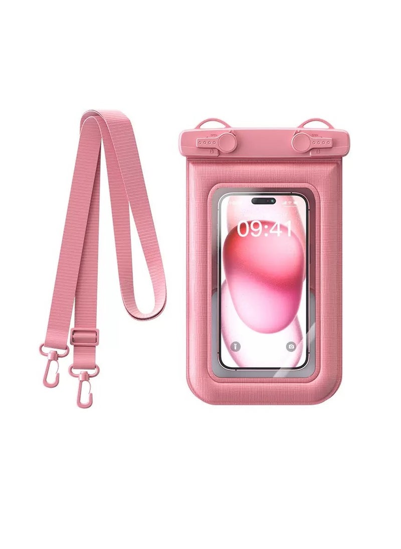 CityRiya-Long 2Pcs Floating Waterproof Phone Pouch Set - Touch-Sensitive Floating Dry Bag, IPX8 Certified Underwater Case with Buoyancy Design for Phones up to 7.2'' - Ideal for Swimming, Diving, Beach & Water Sports - Leak-Proof, Shockproof & Universal Fit（D012-3-Pink）  - Image 1
