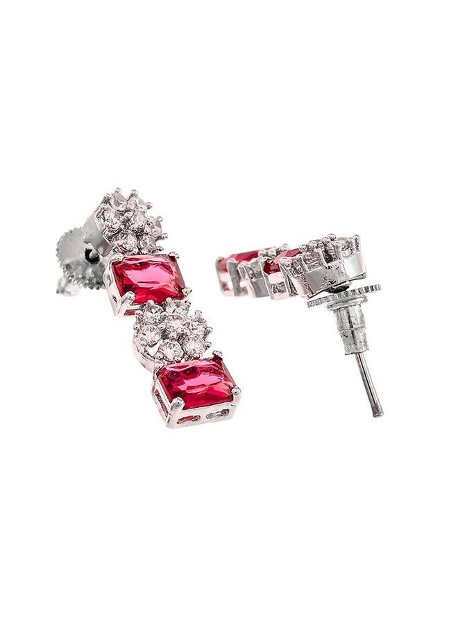VOYLLA Sparkling Elegance Round and Emerald Cut Zircons Silver Plated Jewellery Set  - Image 4