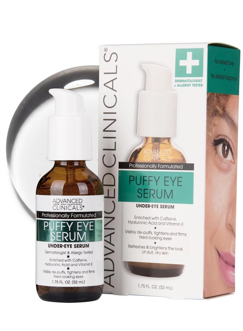 Advanced Clinicals Puffy Eye Under Eye Serum | Visible Anti Aging Brightening Vitamin C + Caffeine Serum Helps Improve Look Of Puffiness, Fine Lines, Dark Circles, & Uneven Skin Tone, 1.75 Fl Oz - Image 1
