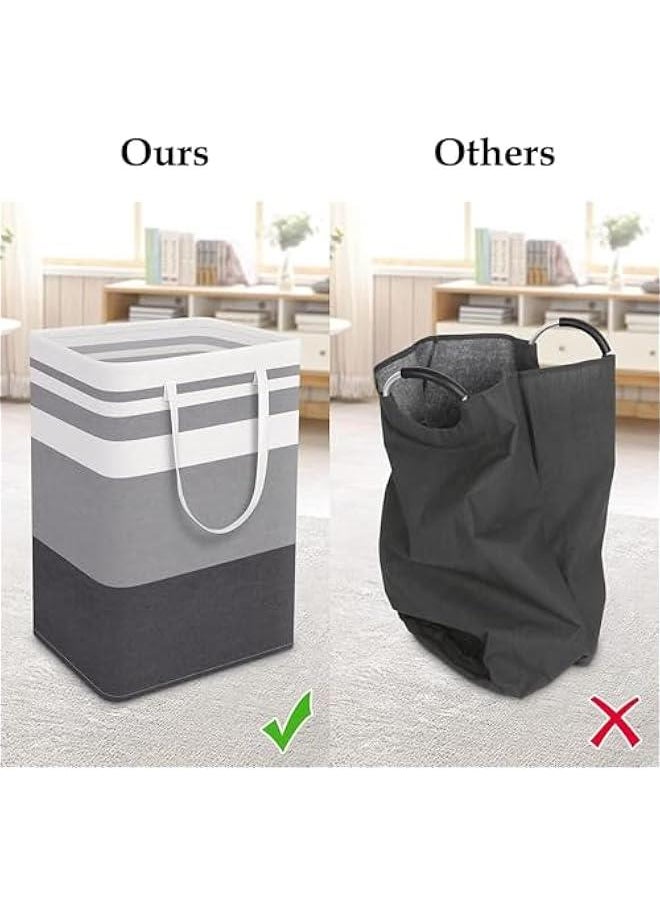 HOOKOR 2Pcs Laundry Basket, 75L Large Waterproof, Freestanding Laundry Hamper, Collapsible Tall Clothes Hamper with Extended Handles for Clothes Toys in the Dorm and Family (Gray)  - Image 2