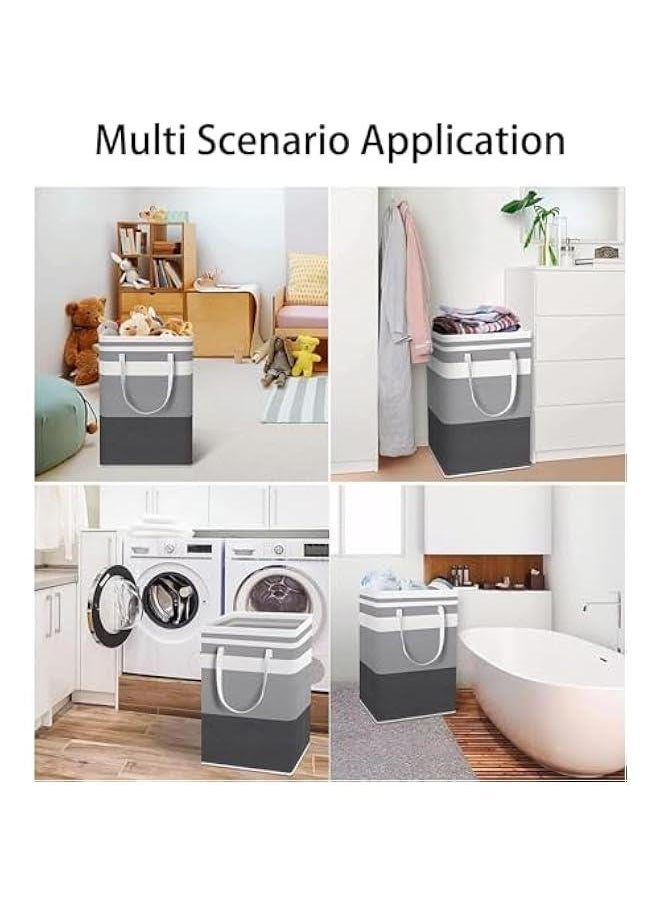 HOOKOR 2Pcs Laundry Basket, 75L Large Waterproof, Freestanding Laundry Hamper, Collapsible Tall Clothes Hamper with Extended Handles for Clothes Toys in the Dorm and Family (Gray)  - Image 3