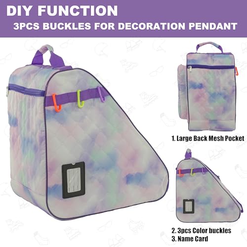 HEXIFUL Skate Bag to Carry Ice Skates, Inline Skates, Roller Skates and Quad Skates for Both Kids and Adults (Watercolor/Purple 010), HXFSKB000 - Image 5