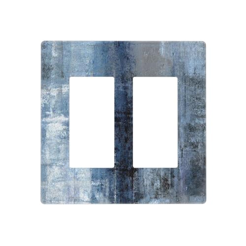 GSRLOD Teal Turquoise Blue Art Abstract 2 Gang Double GFCI Decorator Rockerdecorator Light Switch Cover Decorative Outlet Wall Plate Electrical Faceplate Screwless - Image 1