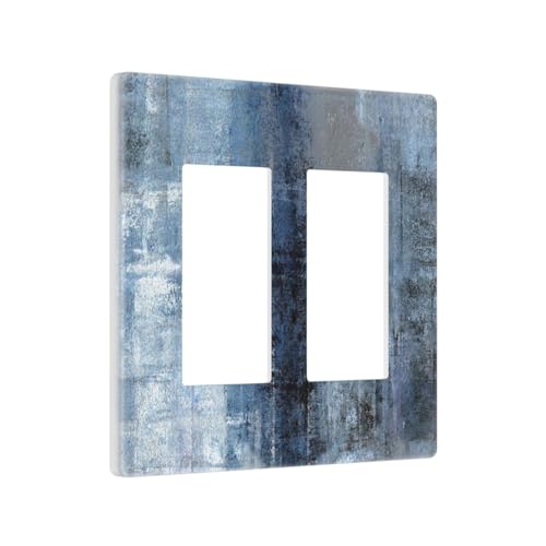 GSRLOD Teal Turquoise Blue Art Abstract 2 Gang Double GFCI Decorator Rockerdecorator Light Switch Cover Decorative Outlet Wall Plate Electrical Faceplate Screwless - Image 3