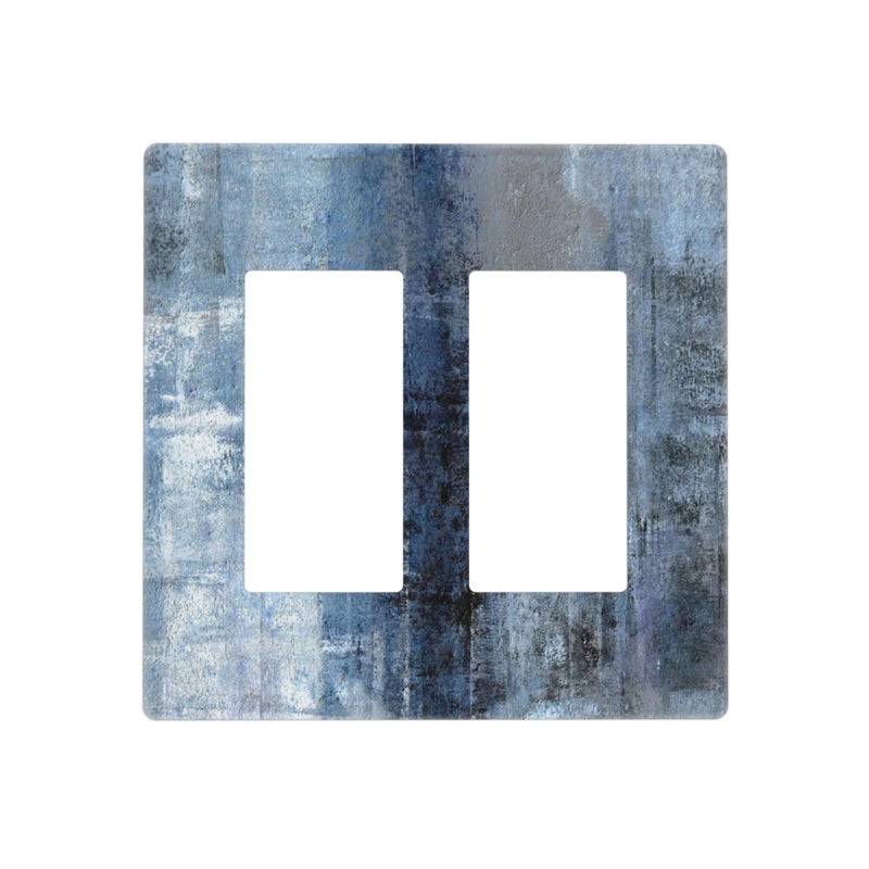 GSRLOD Teal Turquoise Blue Art Abstract 2 Gang Double GFCI Decorator Rockerdecorator Light Switch Cover Decorative Outlet Wall Plate Electrical Faceplate Screwless - Image 2
