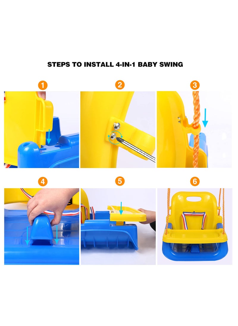 YelaJoy - 4-in-1 Baby Swing Seat with Tray, Toddler Swing, Anti-Flip Snug & Secure Detachable Infants to Teens Kids Swing Seat for Outside Playground, Red - Image 1