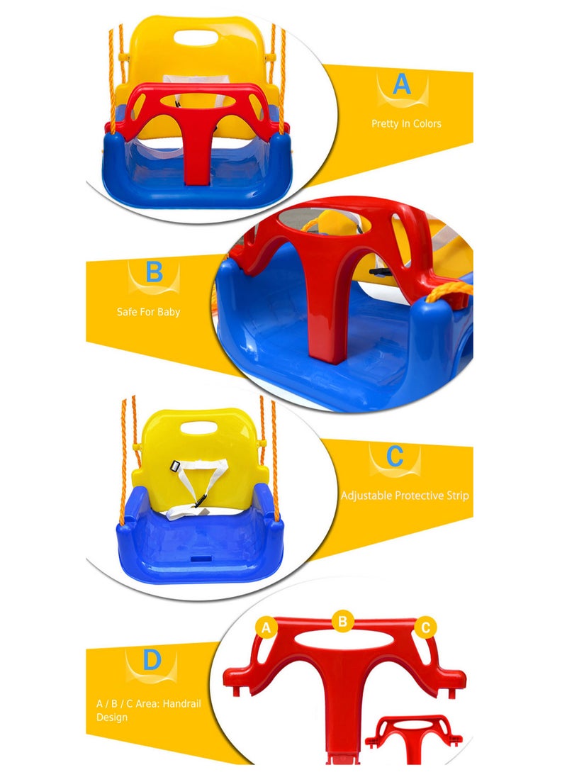 YelaJoy - 4-in-1 Baby Swing Seat with Tray, Toddler Swing, Anti-Flip Snug & Secure Detachable Infants to Teens Kids Swing Seat for Outside Playground, Red - Image 1