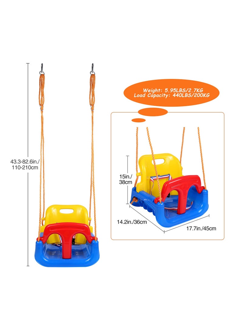 YelaJoy - 4-in-1 Baby Swing Seat with Tray, Toddler Swing, Anti-Flip Snug & Secure Detachable Infants to Teens Kids Swing Seat for Outside Playground, Red - Image 1