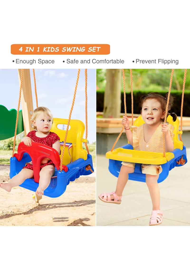 YelaJoy - 4-in-1 Baby Swing Seat with Tray, Toddler Swing, Anti-Flip Snug & Secure Detachable Infants to Teens Kids Swing Seat for Outside Playground, Red - Image 1