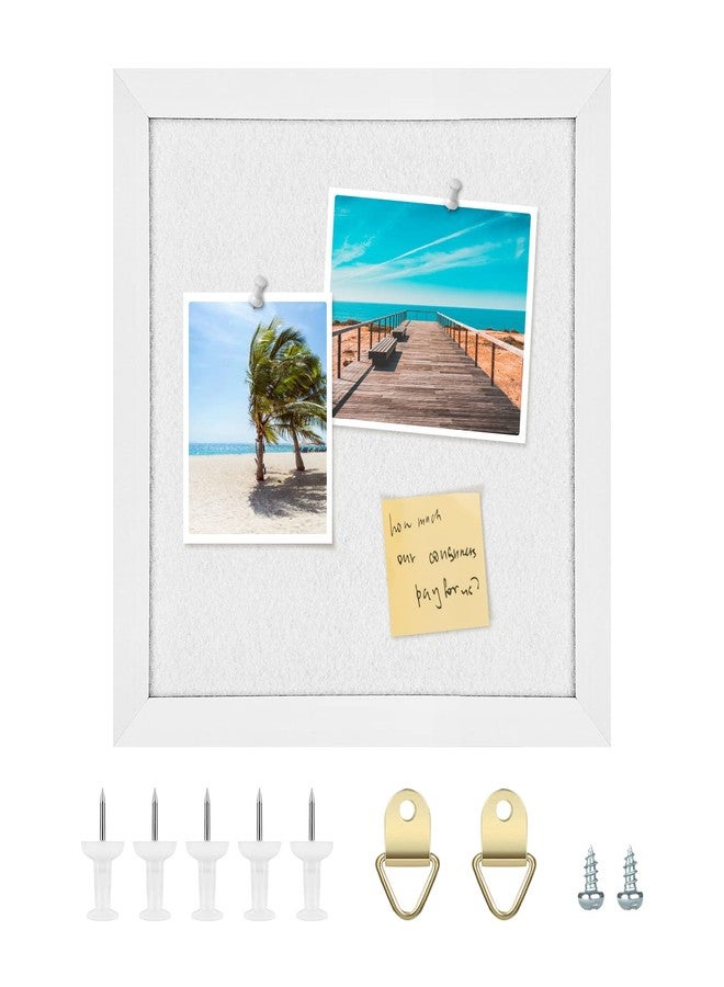 Aitakatta Cork Board Bulletin Board, Cork Boards for Walls with Felt, Small Corkboard with White Frame, Decorative Hanging Pin Board for Home School Office, Vision Board, 11.8x11.8 inches White 1pc - Image 1