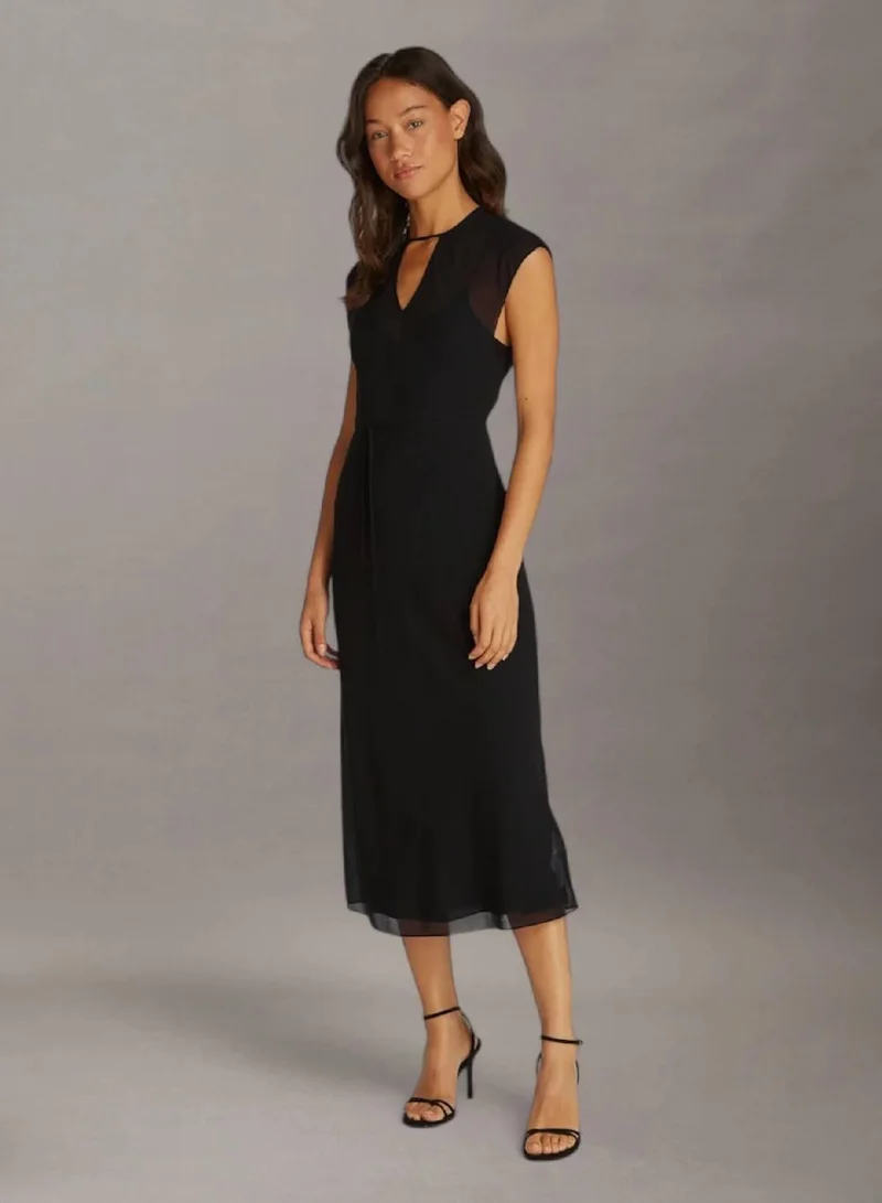 Calvin Klein Ck Black Georgette Halter Neck Dress for Women | Best Price UAE