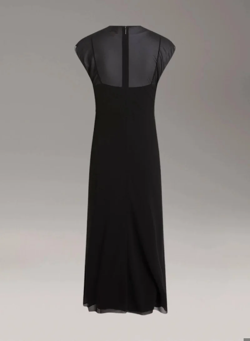 Calvin Klein Ck Black Georgette Halter Neck Dress for Women | Best Price UAE