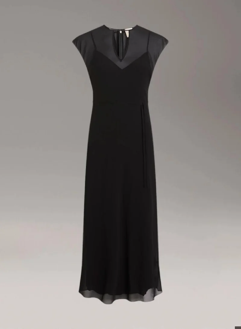 Calvin Klein Ck Black Georgette Halter Neck Dress for Women | Best Price UAE