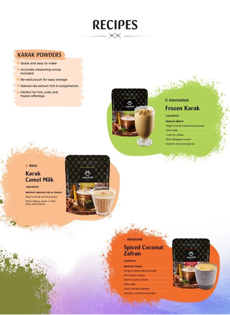 Just Chill Drinks Co. - Karak Chai Cardamom Tea Premix Immunity Booster 1000g - Image 1