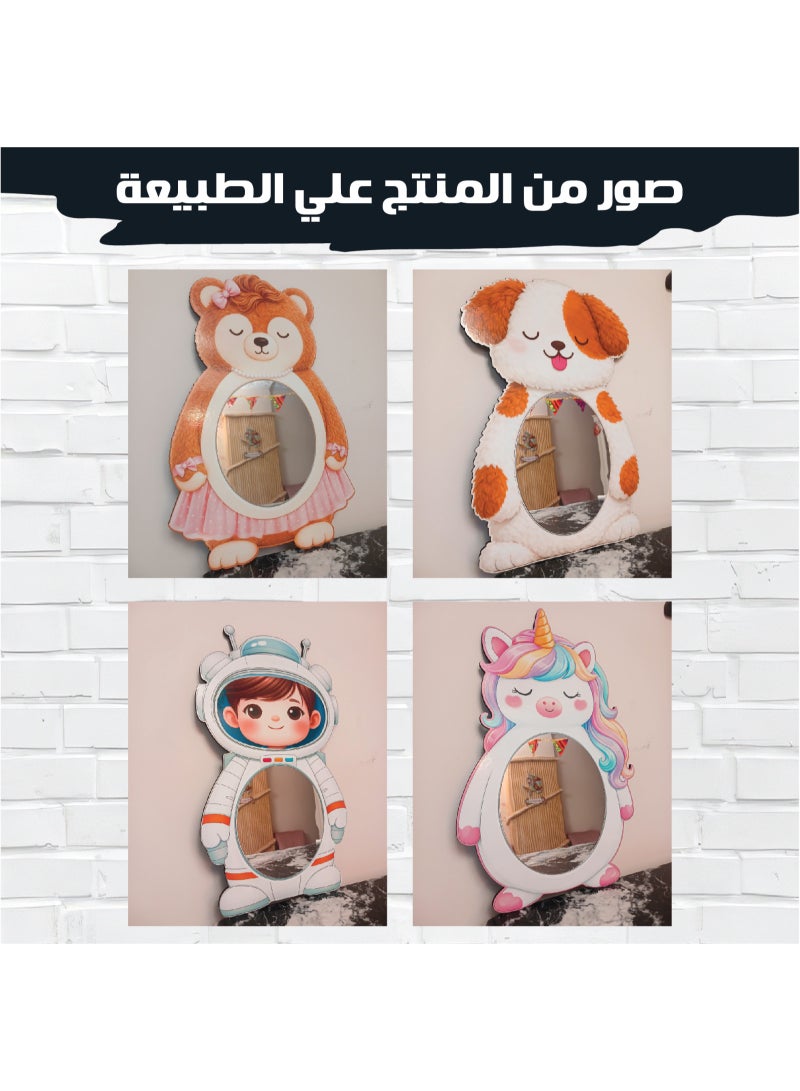 A children's wall mirror in the shape of a cartoon monkey for girls, made of high-quality wood with a cute and fun design, safe for children and unbreakable, lightweight and easy to install, ideal for decorating children's rooms and adding a beautiful and cheerful touch to the place. - Image 4