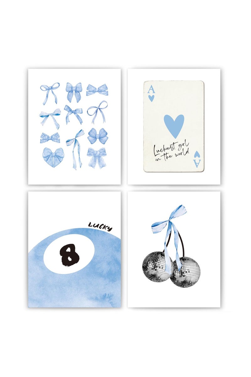 okaxscm Light Blue Coquette Trendy Wall Art Prints Set of 4 - Image 1