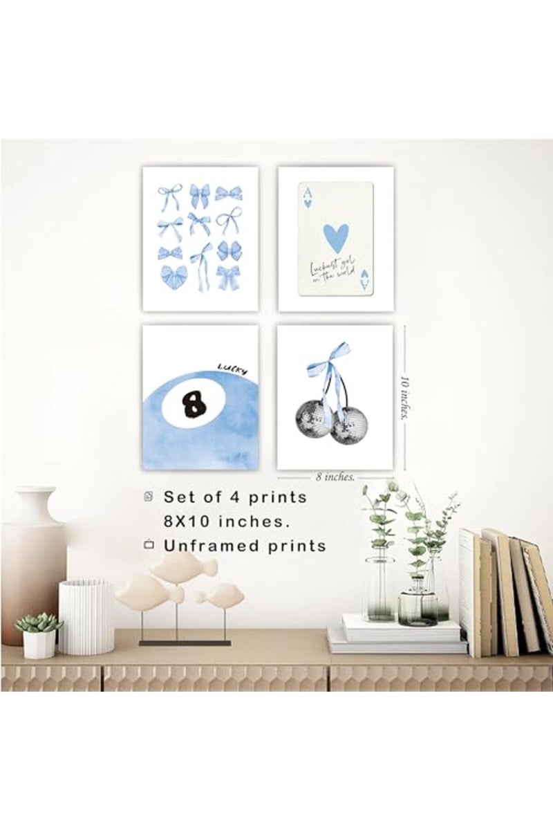 okaxscm Light Blue Coquette Trendy Wall Art Prints Set of 4 - Image 2