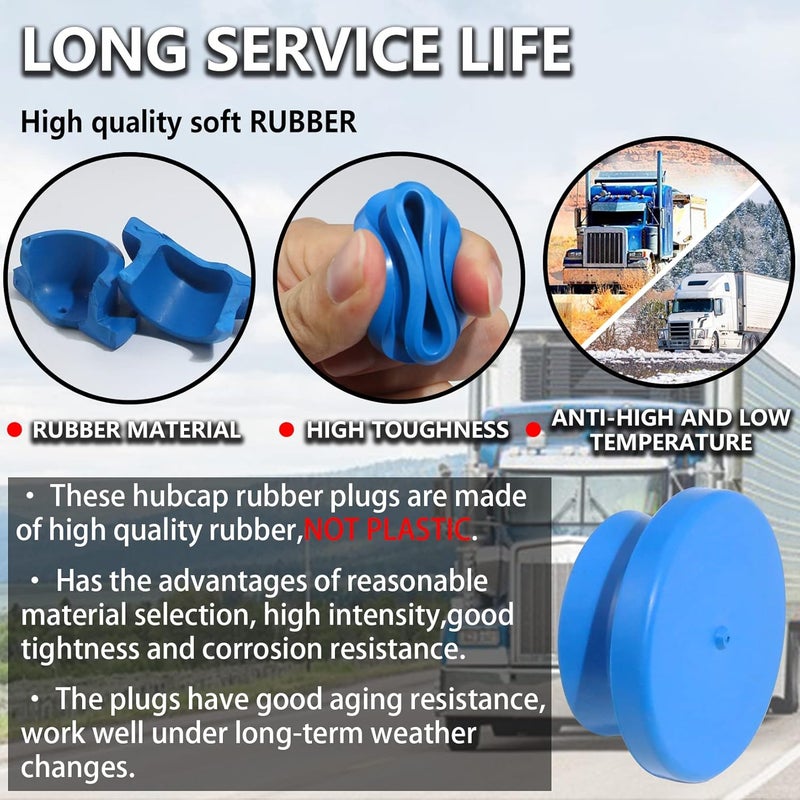 iBroPrat 10pcs Hub Cap Rubber Plugs 1-1/8" for Semi Truck Trailer Hubcap Stemco 359-5990 Blue - Image 4