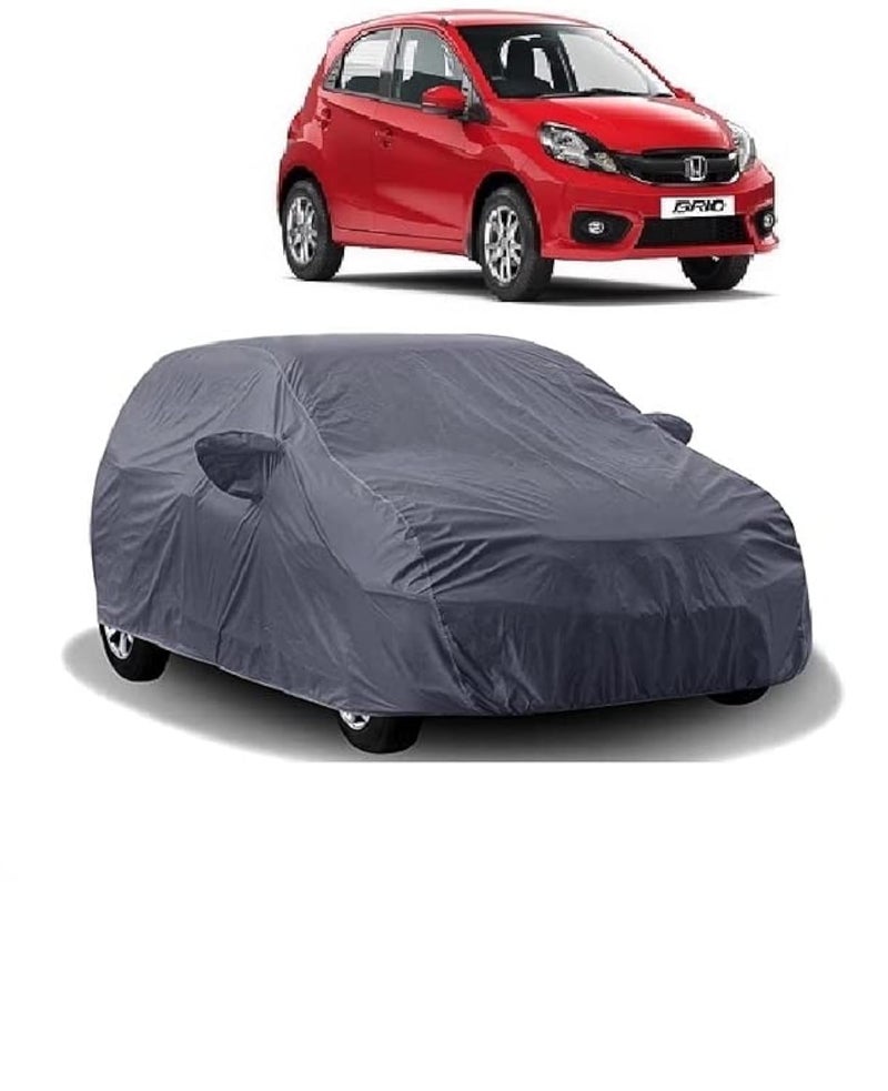 Carigiri 100% Rain Resistant | UV Protection | Dust Proof Grey Car Body Cover for Honda Brio(Triple Stitched,Mirror Pockets)(Models-2011, 2012, 2013, 2014, 2015, 2016, 2017, 2018, 2019, 2020, 2021) - Image 1