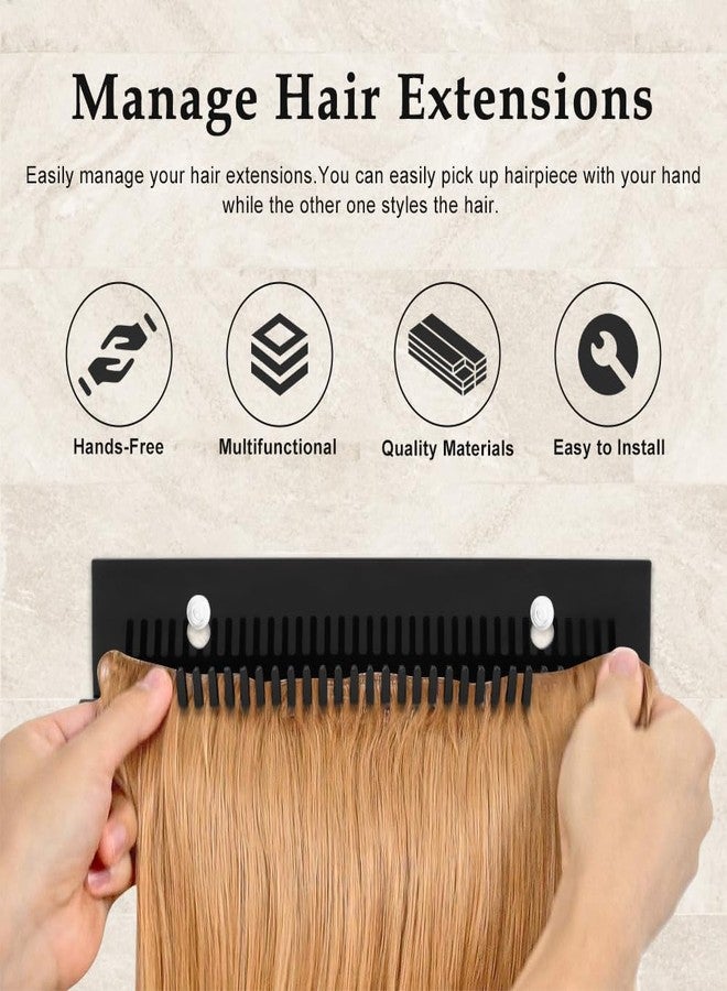 Trasylph Hair Extension Holder for Styling, Hair Extension Hanger Braiding Hair Rack w/2 Suction Cups, Hair Extension Display Hair Hanger Tool for Washing, Coloring and Blow-Drying of Weft(COLOR:Black) - Image 4