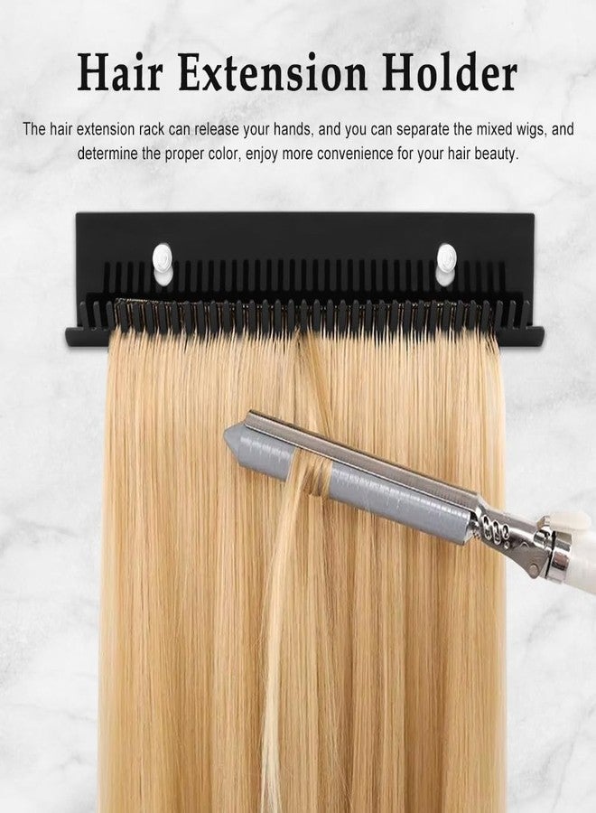 Trasylph Hair Extension Holder for Styling, Hair Extension Hanger Braiding Hair Rack w/2 Suction Cups, Hair Extension Display Hair Hanger Tool for Washing, Coloring and Blow-Drying of Weft(COLOR:Black) - Image 3
